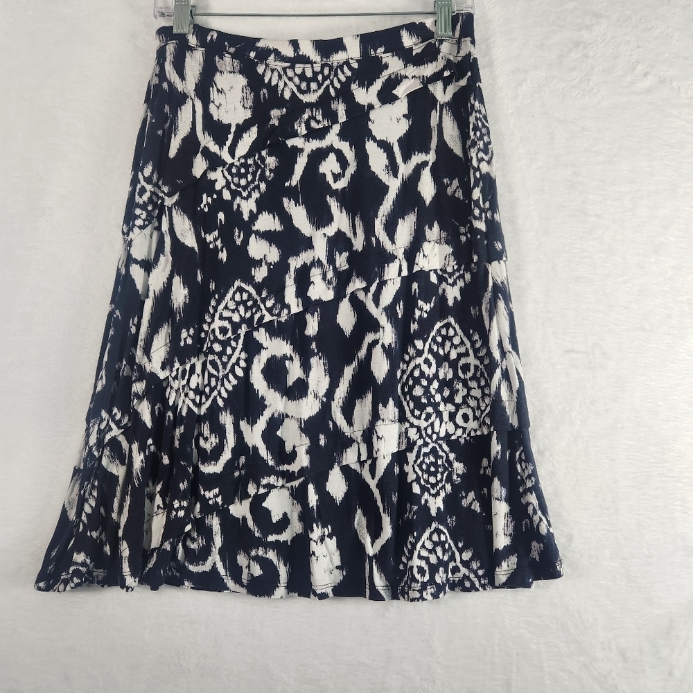 INC Black A-line or Full Multilayer Print Skirt size Medium